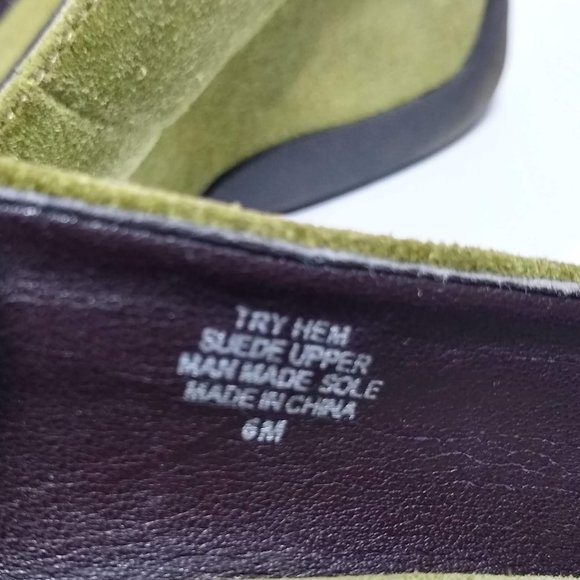 Aerosoles wedges olive green suede and black rubber with bow size 8 - Picture 7 of 7